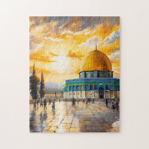Aquarellkuppel Rock Aqsa Moschee Jerusalem Puzzle