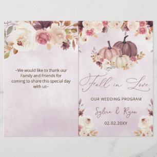 Aquarellkürbis in zwei Falten Hochzeitsprogramm