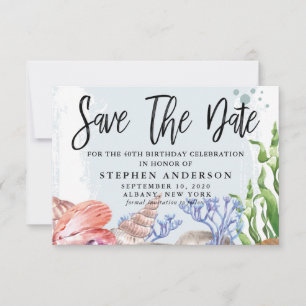 Aquarellküste 40. Geburtstags-Party Save The Date