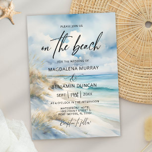 Aquarellküste am Strand Hochzeit Einladung