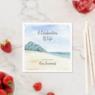 Aquarellküste am Strand Serviette