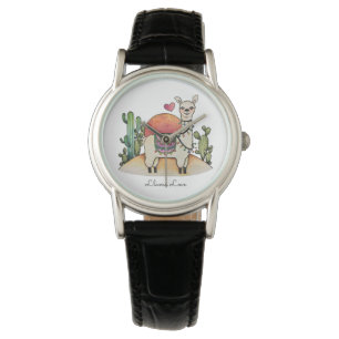 Aquarelllamm mit Cactuca Armbanduhr