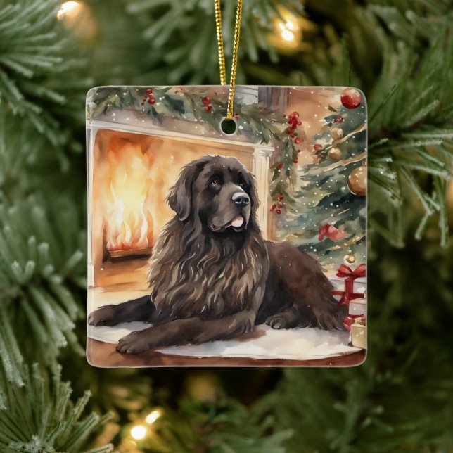 Aquarellland - Weihnachtslandschaft 2 Keramikornament (Baum)