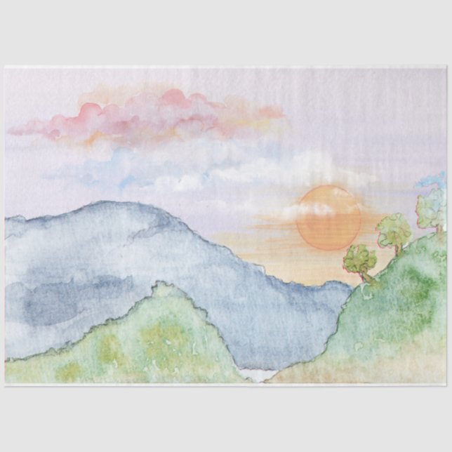 Aquarelllandschaft 20X30 Decoupage Seidenpapier (Vorderseite)