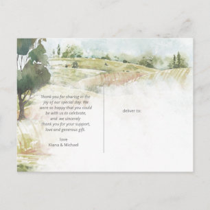 Aquarelllandschaft Danke Sage Green ID786 Ankündigungspostkarte