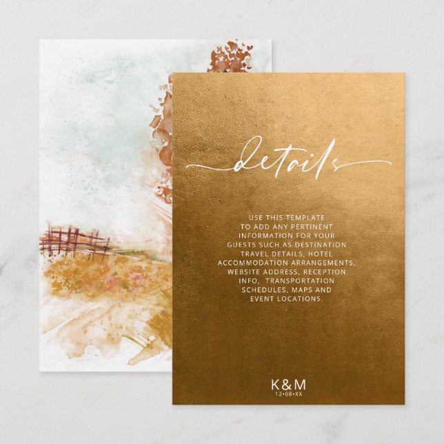 Aquarelllandschaft Details Herbst Gold-ID786 Begleitkarte (Vorne/Hinten)