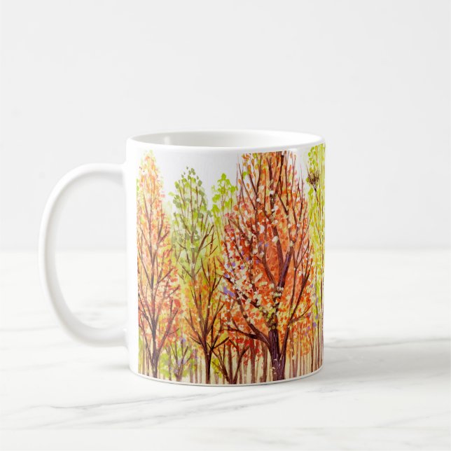 Aquarelllandschaft mit Herbstbäumen Kaffeetasse (Links)