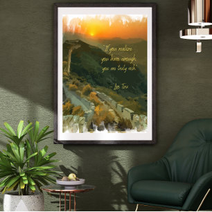 Aquarelllandschaft mit Zen-Zitat Poster