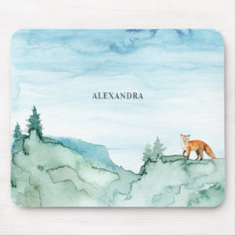Aquarelllandschaft Niedlicher Fox-Wald Mousepad