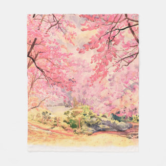Aquarelllandschaft rosa rote Blume von W Fleecedecke