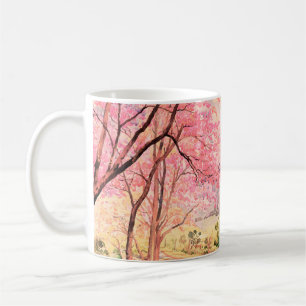 Aquarelllandschaft rosa rote Blume von W Kaffeetasse