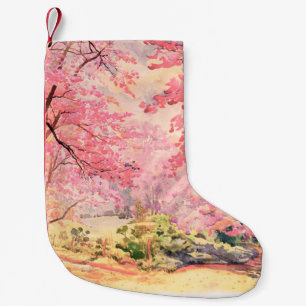 Aquarelllandschaft rosa rote Blume von W Kleiner Weihnachtsstrumpf