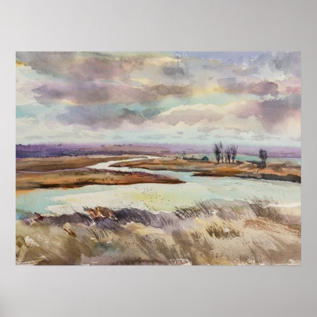 Aquarelllandschaft Ukrainische Kunst Poster (Vorne)