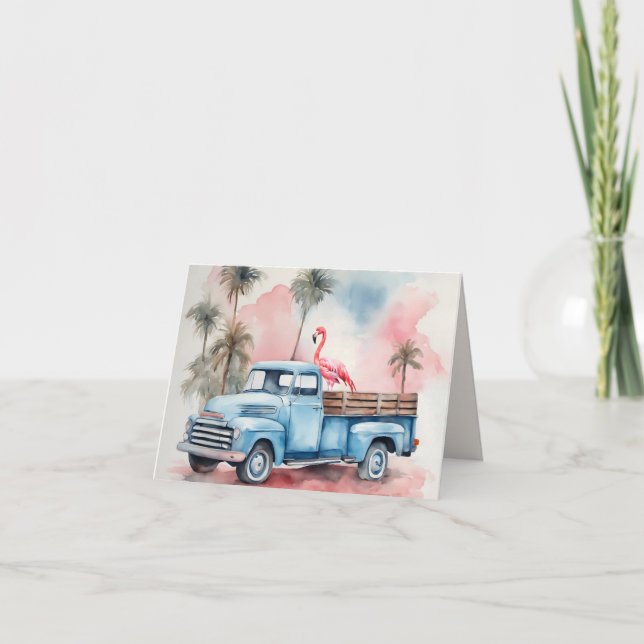 Aquarelllastwagen mit Flamingo (Vorderseite)