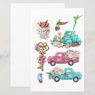 Aquarelllastwagen zum Ausschneiden und Zusammenkle