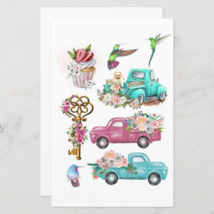 Aquarelllastwagen zum Ausschneiden und Zusammenkle