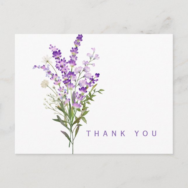 Aquarelllavender Beerdigung Danke Name & Datum Postkarte (Vorderseite)