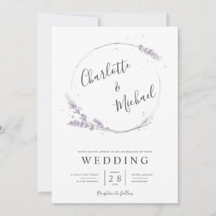 Aquarelllavender-Blume feiern Hochzeit Einladung