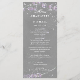 Aquarelllavender Blume Graues Hochzeitsmenü Menükarte