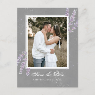 Aquarelllavender Blume Hochzeit speichern das Datu Postkarte