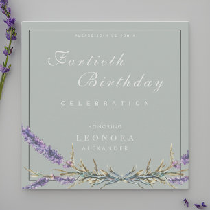 Aquarelllavender Blume JEDER Meilenstein Geburtsta Einladung