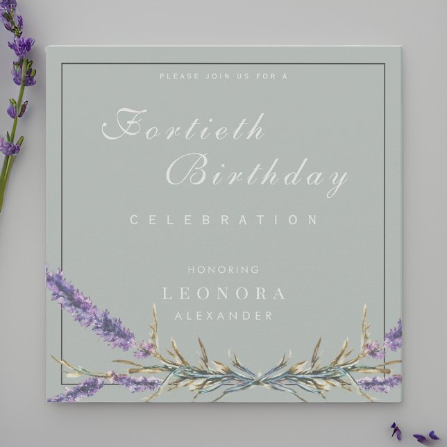 Aquarelllavender Blume JEDER Meilenstein Geburtsta Einladung (Von Creator hochgeladen)