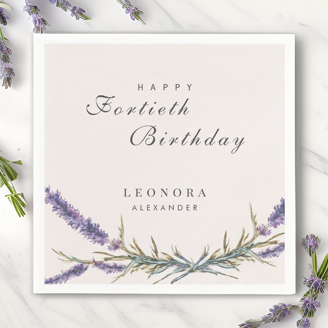 Aquarelllavender Blume JEDER Meilenstein Geburtsta Serviette (Von Creator hochgeladen)