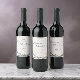 Aquarelllavender Blume JEDER Meilenstein Geburtsta Weinetikett