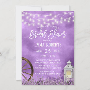 Aquarelllavender Blume & Lantern Bridal Showe Einladung