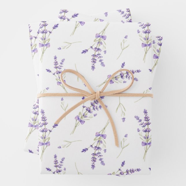 Aquarelllavender-Blume und -Blätter Geschenkpapier Set (Beispiel)