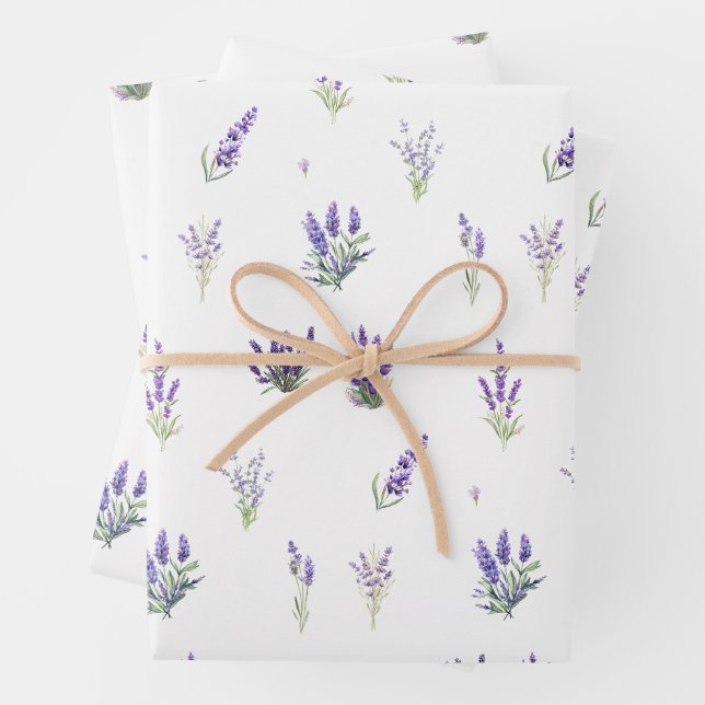 Aquarelllavender-Blume und -Blätter Geschenkpapier Set (Beispiel)