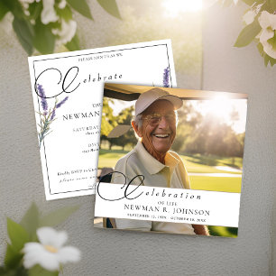 Aquarelllavender Celebration of Life Foto Einladung