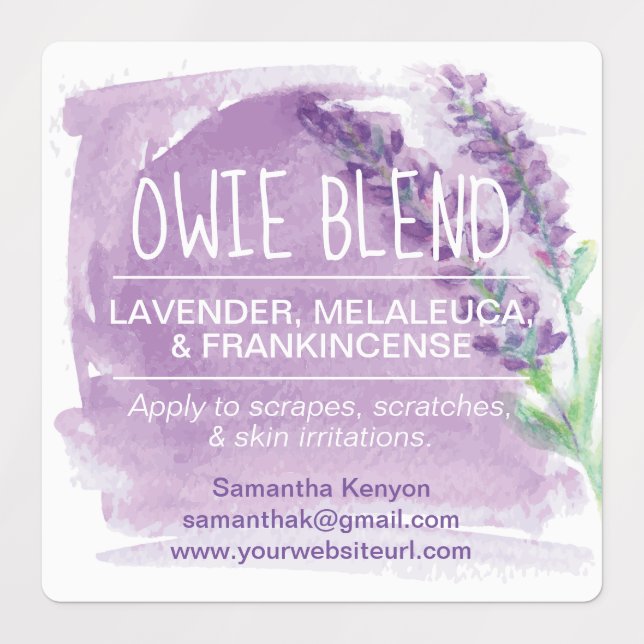 Aquarelllavender Essenzielle Öle Flasche Etiketten (Design 1)