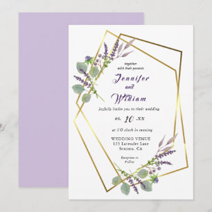 Aquarelllavender, Eukalyptus-Hochzeitseinladung Ankündigung