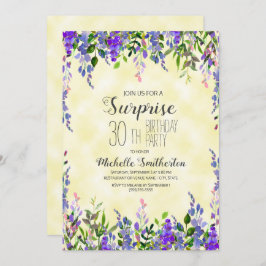 Aquarelllavender Gelbe Überraschung 30. Geburtstag Einladung