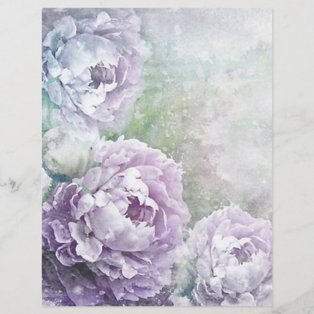 Aquarelllavender Lilac Floral Scrapbook Paper (Vorderseite)