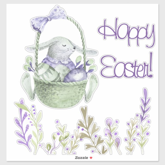 Aquarelllavender Ostersonne Weiß oder Klar Aufkleber (Blatt)