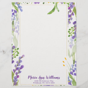 Aquarelllavender Personalisiert Letterhead Briefbogen