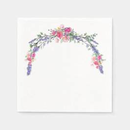 Aquarelllavender Pink Wilde Rose und Eukalyptus Serviette