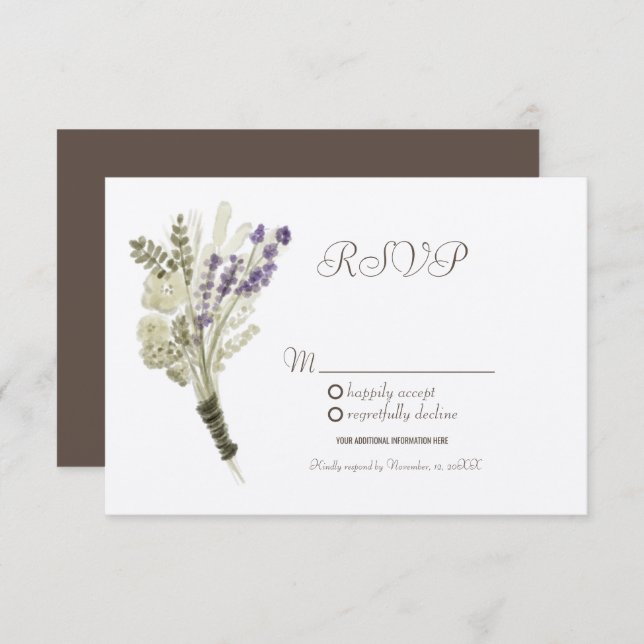 Aquarelllavender Rustikale Botany Kraft UAWG Einladung (Vorne/Hinten)
