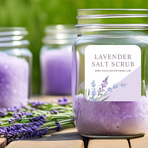 Aquarelllavender Salz Scrub Quadratischer Aufkleber