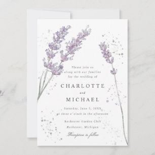 Aquarelllavender Spatter Elegante Hochzeit Einladung
