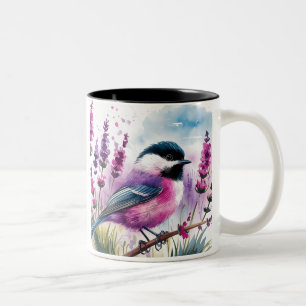 Aquarelllavender und Chickadee Zweifarbige Tasse