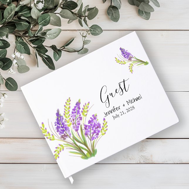Aquarelllavender und Grüne Florals Gästebuch (Von Creator hochgeladen)