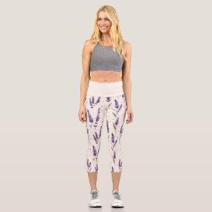Aquarelllavender und Punktedesign Capri Leggings