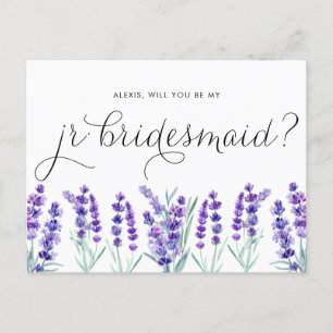 Aquarelllavender wird meine Jr Bridesmaid sein Einladungspostkarte