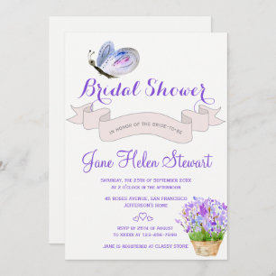 Aquarelllavenfliege, französisches Brautparty Einladung