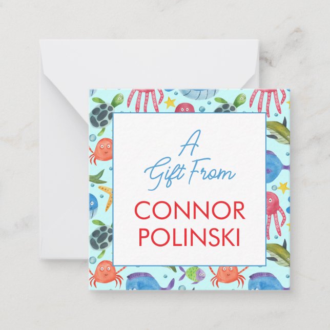 Aquarellleben ein Geschenk von Jungen, die die Auf Mitteilungskarte (Vorderseite)