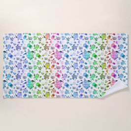 Aquarellleben - Regenbogenfarben Strandtuch