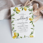 Aquarelllemon Grünpflanzen Hochzeit Einladung<br><div class="desc">Schönes Design mit handgemalten Aquarelllemonen und grünem Blattwerk mit schwarzem Text in der Mitte. Die Text- und die grüne Hintergrundfarbe können zusammen mit anderen Features dieser Vorlage bearbeitet werden.</div>